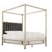 Mercury Row® Pettaway Tufted Low Profile Canopy Bed Metal & Upholstered/Metal/Linen in Black/Yellow | 83 H in | Wayfair