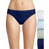 Hanes Women's Ultimate Comfort Flex Fit Bikini 4-Pack (Size 5) White-Blue/Sterling Grey, Polyester,Spandex