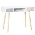 Bureau enfant style scandinave 2 tiroirs et 1 niche blanc