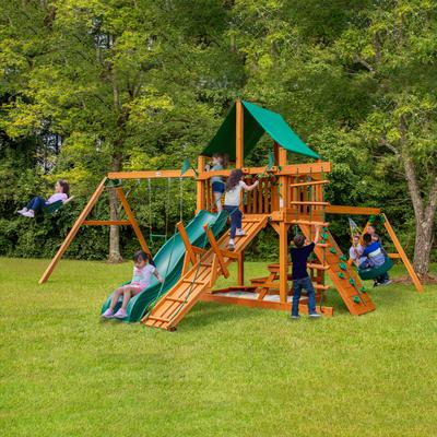 Gorilla Playsets Frontier Outdoor Wooden Swing Set with Tire Swing