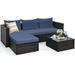 5 Pieces Patio Rattan Furniture Set with Coffee Table - 29" x 29" x 23.5" (L x W x H)