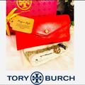 Tory Burch Bags | 2 Piece Bundle Red Tory Burch Wallet & Dust Bag | Color: Gold/Red | Size: Os