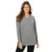 Plus Size Women's Perfect Long-Sleeve V-Neck Tunic by Woman Within in Medium Heather Grey (Size 42/44)