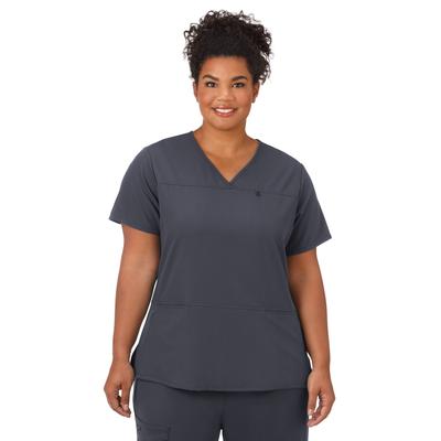 Plus Size Women's Jockey Scrubs Women's True Fit Crossover V-Neck Top by Jockey Encompass Scrubs in Charcoal (Size 2X(20W-22W))