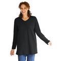 Plus Size Women's Perfect Long-Sleeve V-Neck Tunic by Woman Within in Black (Size 42/44)
