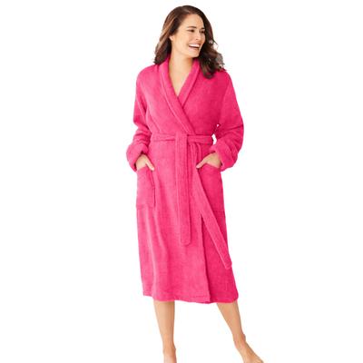 Plus Size Women's Short Terry Robe by Dreams & Co. in Pink Burst (Size 6X)