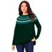 Plus Size Women's Fair Isle Pullover Sweater by Roaman's in Emerald Green Classic Fair Isle (Size 14/16)