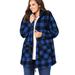 Plus Size Women's Hooded Fleece Coat by Woman Within in Bright Cobalt Buffalo Plaid (Size 34/36)