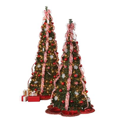 Fully Decorated Pre-Lit 7' Pop-Up Christmas Tree b...