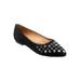 Women's Estee Woven Flat by Trotters in Black Suede Snake (Size 6 1/2 M)