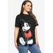 Plus Size Women's Disney Mickey Mouse T-Shirt Short Sleeve Side Leaning Black by Disney in Black (Size 5X (30-32))