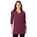 Plus Size Women's Perfect Long-Sleeve V-Neck Tunic by Woman Within in Deep Claret (Size 14/16)