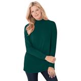 Plus Size Women's Perfect Long-Sleeve Mockneck Tee by Woman Within in Emerald Green (Size 5X) Shirt
