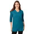 Plus Size Women's Perfect Long-Sleeve V-Neck Tunic by Woman Within in Deep Teal (Size 30/32)