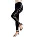 Plus Size Women's Velour Legging by Roaman's in Metallic Sequin (Size 22/24) Velvety Stretch Pants