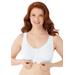 Plus Size Women's Wireless Cotton Snap Front Bra by Comfort Choice in White (Size 38 DD)