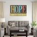 Winston Porter Inspo II by Alonzo Saunders - Wrapped Canvas Textual Art Metal in Blue/Orange | 32 H x 48 W x 1.25 D in | Wayfair