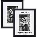 Ghega® Large Set of 2 Black Maxi Photo Frame 61x91.5cm-Eton mdf Wood Picture Poster Frames to hold Picture/Poster size 61x91.5cm-Safety Perspex Glazing Portrait Landscape wall Hanging 24''x36''