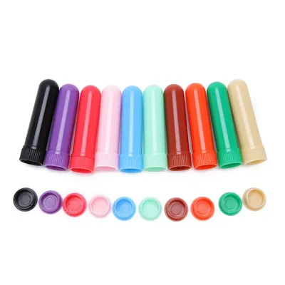 Lot d'inhalateurs nasaux en plastique coloré 12 pièces Tubes vides pour aromathérapie bâtonnets