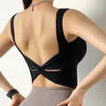 Soutien-gorge de sport noir pour femmes sous-vêtements Push Up de Yoga couleur unie athlétique