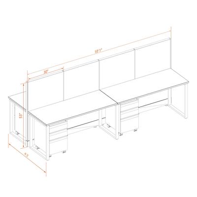 Open Plan Workstation 53H 4pack Cluster Unpowered