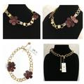 Kate Spade Jewelry | Kate Spade Blooming Bling Leather Flowers Necklace | Color: Gold | Size: 17"L + 3" Extender