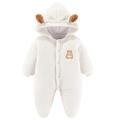 Maeau Baby Hooded Romper Footed Snowsuit Infant Jumpsuit Outfits Cotton Fleece Fall Winter Outerwear White 3-6 Months