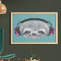East Urban Home Ambesonne Sloth Wall Art w/ Frame, DJ Animal Portrait Headphones Funny Modern Character Cool Smiling | Wayfair