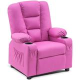 Hokku Designs Whitson Big Recliner w/ Cup Holders for 3+ Age Group, Faux Leather 7322 Foam in Pink | 33.1 H x 26.4 W x 27.6 D in | Wayfair