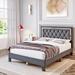 Rosdorf Park Duclair Tufted Low Profile Velvet Platform Bed w/ Adjustable Headboard, Wood Bed Frame Wood & /Upholstered/Velvet in Black | Wayfair