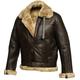 RAF Aviator Brown Bomber Shearling Real Sheepskin Leather Flight Jacket - brown - Large