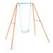 Costway Outdoor Kids Swing Set with Heavy-Duty Metal A-Frame and Ground Stakes-Orange