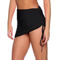 RELLECIGA Women's Adjustable Scrunch Tie Side Ruffle Swim Skirt - black - Small