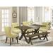 Red Barrel Studio® 6 - Person Acacia Solid Wood Dining Set Wood/Upholstered in Brown | 30 H x 36 W x 60 D in | Wayfair