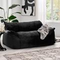 Trule Large Velvet Bean Bag Sofa Velvet in Black | 32 H x 60 W x 40 D in | Wayfair F23344946326479F9004A748126249CE