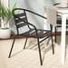 Ebern Designs Siyam Metal Restaurant Stack Outdoor Chair w/ Aluminum Slats in Black | 28.5 H x 21.5 W x 24 D in | Wayfair