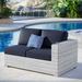 Rosecliff Heights Convene Outdoor Patio Left-Arm Loveseat Wicker/Rattan in Gray/Blue | 25.5 H x 56.5 W x 35 D in | Wayfair