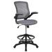 Ebern Designs Pierrepont Mid-Back Mesh Ergonomic Drafting Chair w/ Foot Ring & Flip-Up Arms Upholstered/Mesh in Gray/Black | Wayfair