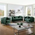 Willa Arlo™ Interiors Essex 3 Piece Velvet Living Room Set Velvet in Green | 30 H x 73 W x 28.5 D in | Wayfair Living Room Sets