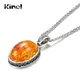 Kinel-Collier d'ambre simulé de luxe pour femme argent tibétain fleur nar pendentif ethnique