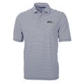 Men's Cutter & Buck Navy Seattle Seahawks Virtue Eco Pique Stripe Recycled Polo
