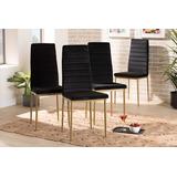 Baxton Studio Armand Modern Glam and Luxe Black Velvet Fabric Upholstered and Gold Finished Metal Dining Chair (Set of 4) - Wholesale Interiors 112157-1-Black-Velvet-Gold-DC