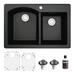 Karran Drop-In Quartz 33 in. 1-Hole 60/40 Double Bowl Kitchen Sink Kit