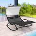 Pellebant Outdoor Double Chaise Lounge Chair Swing Hammock Bed with Canopy - N/A