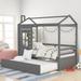 Nestfair Twin Size House Bed Wood Bed with Trundle