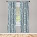 East Urban Home Microfiber Floral Semi-Sheer Rod Pocket Curtain Panels Microfiber in Blue/Green/White | 95 H in | Wayfair