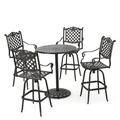 Fleur De Lis Living Richwood 5 Piece Bar Height Outdoor Dining Set Metal in Brown | Wayfair 63E4C34E9FD3470D9E81D36C2DA1DFB6