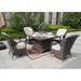 Wildon Home® Bizzle Square 4 - Person 47.24" Long Outdoor Dining Set w/ Cushions Glass/Wicker/Rattan in Brown | 47.25 W x 47.25 D in | Wayfair