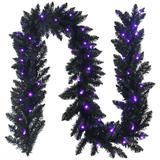 Costway 9 Feet Pre-lit Christmas Halloween Garland with 50 Purple LED Lights