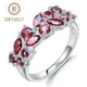 Bague de mariage en argent Sterling 925 plaqué or Rose pour femme bijoux fins en pierre de grenat